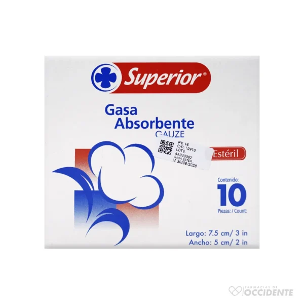 GASA ESTERIL ABSORBENTE 7.5CM X 5CM X UNIDAD (CAJA 10)