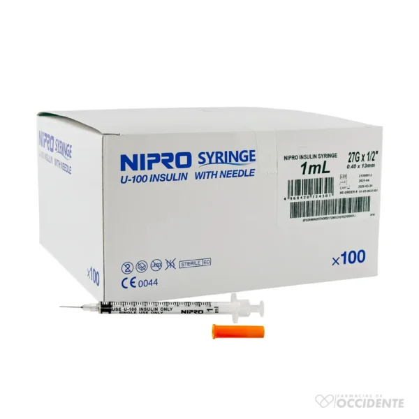 JERINGA NIPRO DE INSULINA 1ML 27G X 1 (CAJA DE 100)