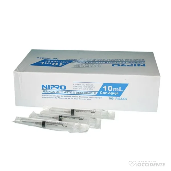 JERINGA NIPRO 10 CC x 22G X 1 1/2 X 1 (CAJA DE 100)