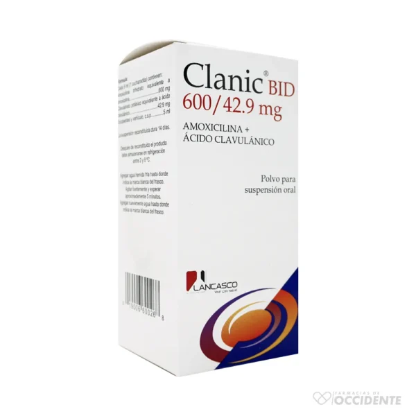 CLANIC BID SUSPENSION ORAL 600/42.9MG X 100ML