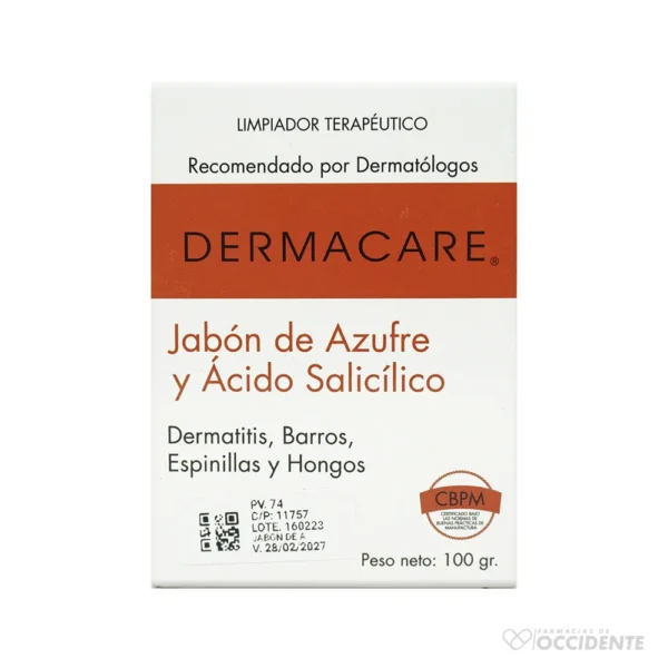 JABON DE AZUFRE Y ACIDO SALICILICO DERMACARE X 100G