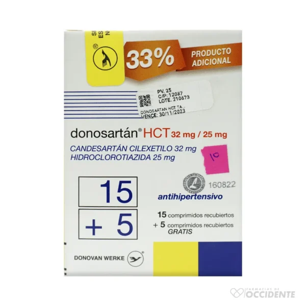 DONOSARTAN HCT TABLETAS 32MG/25MG X 15