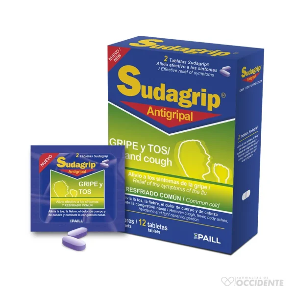 SUDAGRIP GRIPE Y TOS TABLETAS X 2 (CAJA DE 25 Sobres)