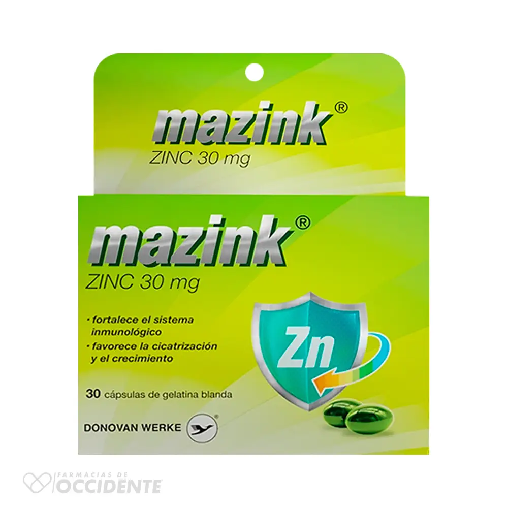 MAZINK ZINK 30MG CAPSULAS GEL X 30