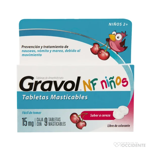 GRAVOL NF NIÑOS TABLETAS 15MG X 9