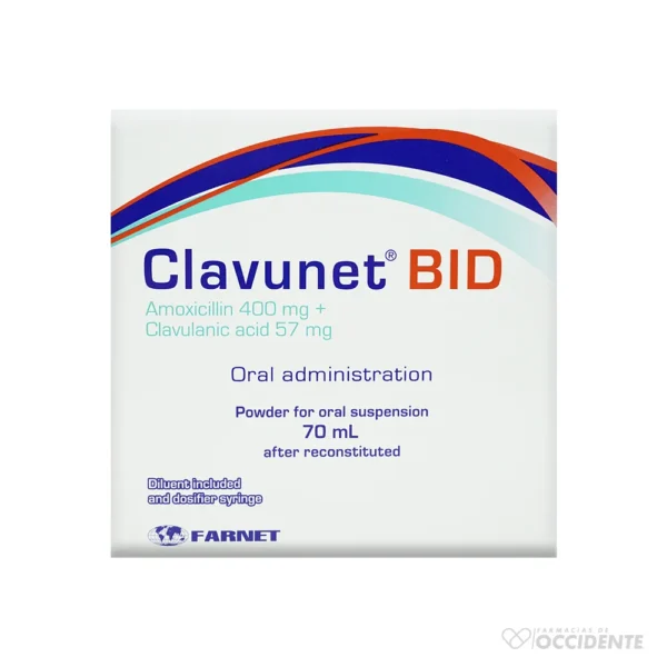 CLAVUNET BID POLVO PARA SUSP 400MG/57MG X 70ML