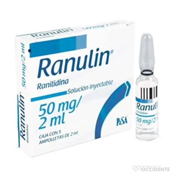 RANULIN 50MG /2ML INY X 1 AMPOLLA (RANITIDINA) (CAJA DE 5 AMPOLLAS)