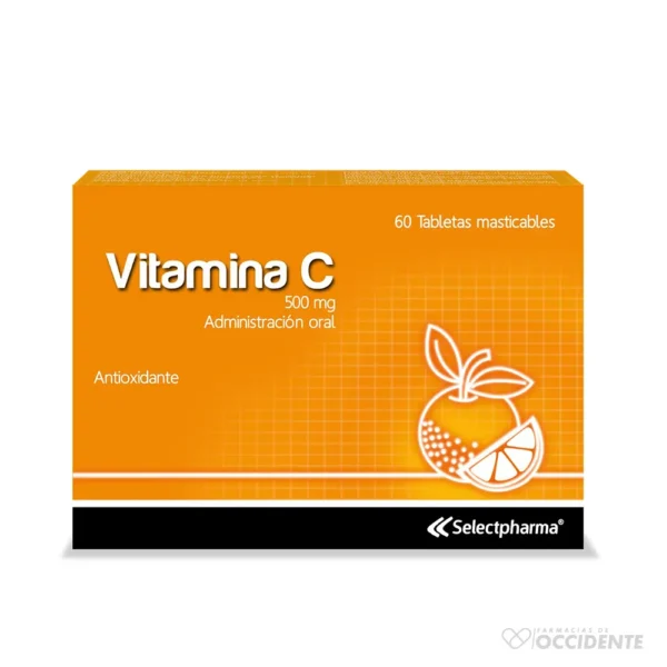 VITAMINA C 500mg TABLETA MASTICABLE X 10 (CAJA DE 6 BLISTER). SELECTPHARMA