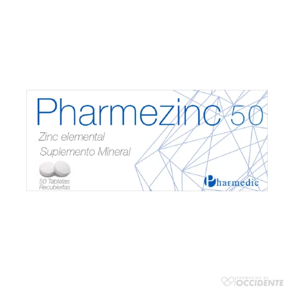 PHARMEZINC 50MG TABLETAS x BLISTER (CAJA DE 5 BLISTER)