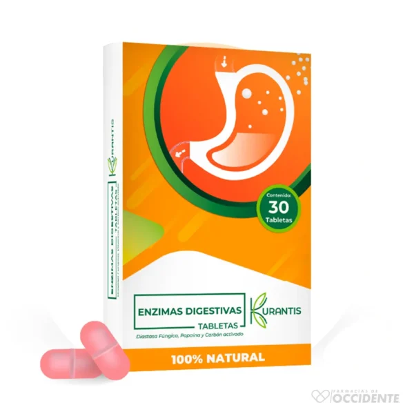 ENZIMAS DIGESTIVAS TABLETAS X 10 (CAJA DE 3 BLISTER). KURANTIS