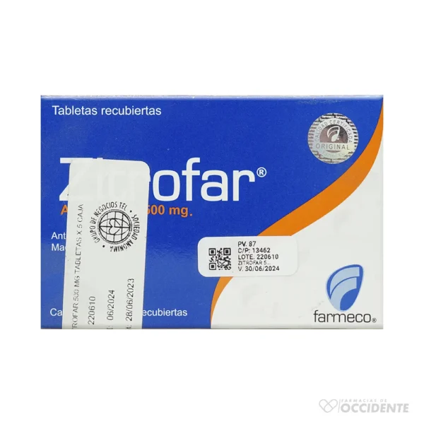 ZITROFAR 500 MG TABLETAS X 5 CAJA