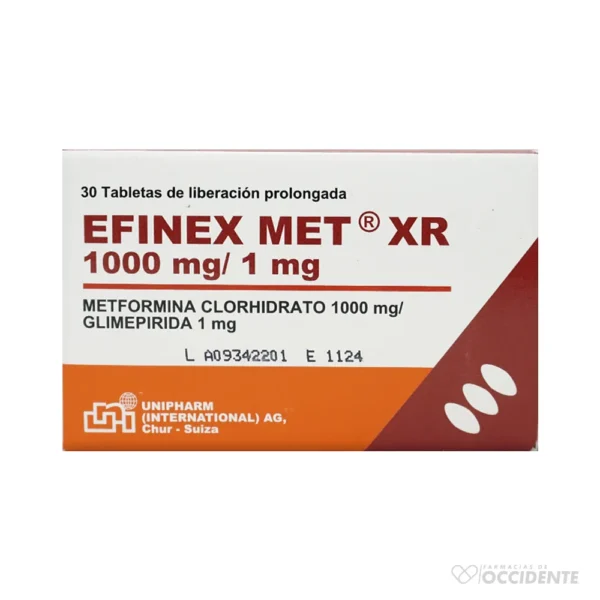 EFINEX MET XR TABLETAS 1000MG/1MG X 30