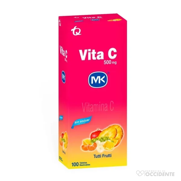 VITA C ZINC MK TABLETAS MASCTICABLES TUTIFRUTI 500MG X 10 (CAJA DE 10 BLISTER)