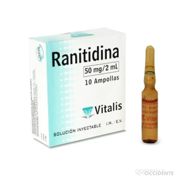 RANITIDINA 50MG/2ML X 1 AMPOLLA. VITALIS