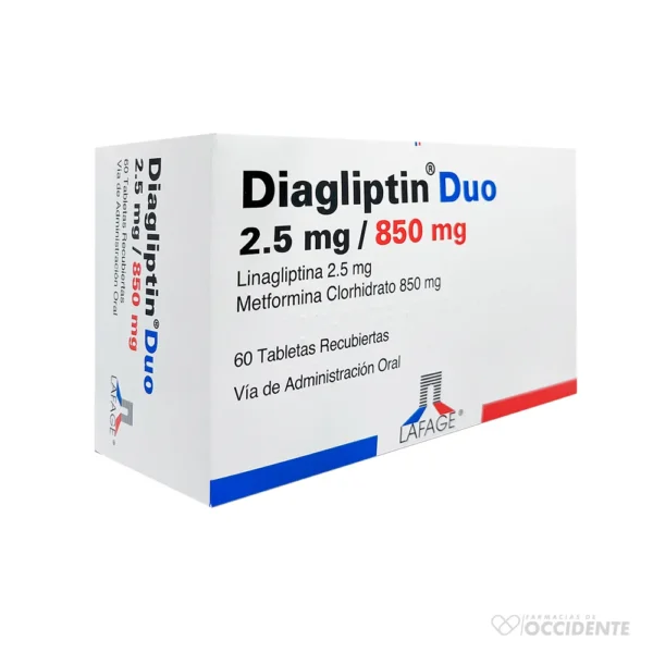 DIAGLIPTIN DUO 2.5MG/850MG TABLETAS X 60