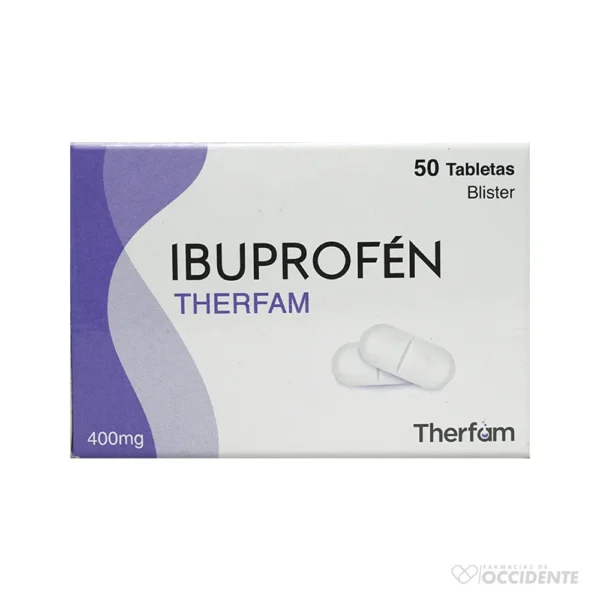 IBUPROFEN THERFAM 400MG TABLETAS X 1 (CAJA 50 UNIDADES)