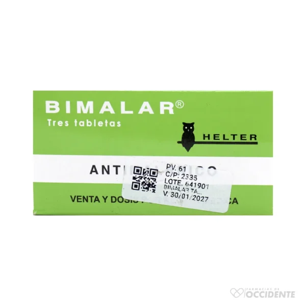 BIMALAR TABLETAS 25/500 MG X 3