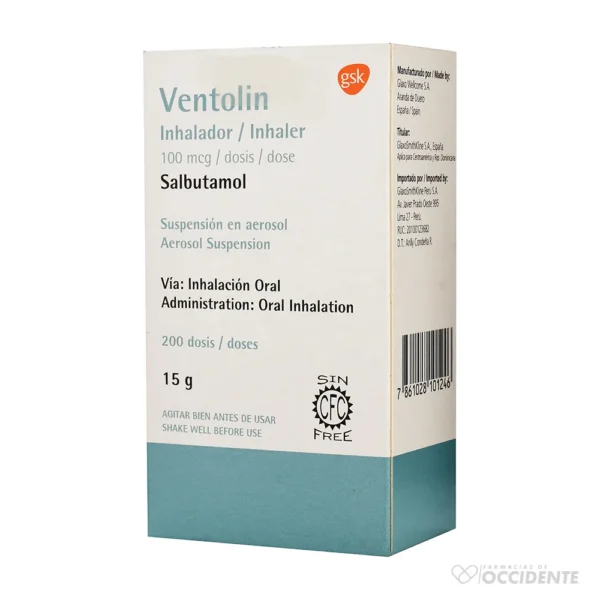 VENTOLIN INHALADOR 100MG 200 DOSIS S/CFC