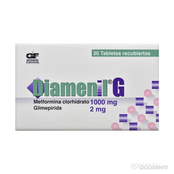 DIAMENIL G TABLETAS 1000/2MG x 30