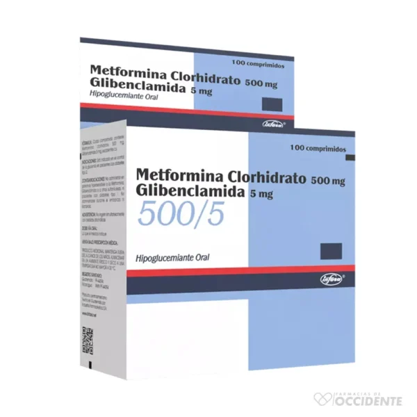 METFORMINA /GLIBENGLAMIDA 500/5 X 10 TAB (CAJA DE 10 BLISTER). INFASA