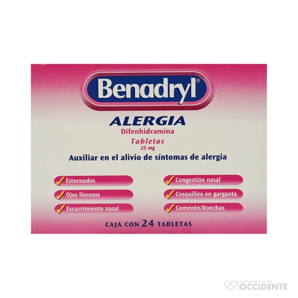 BENADRYL 25 MG. X 1 TABLETA (CAJA DE 24 TAB)