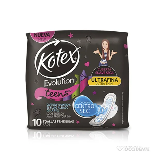 KOTEX EVOLUTION ULTRA FINA TEENS X 10