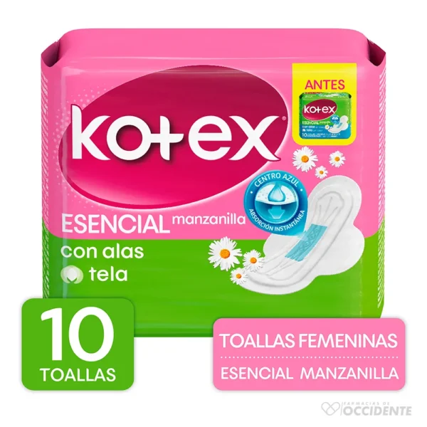 KOTEX ESENCIAL TELA BOLSA S/ALAS X 10