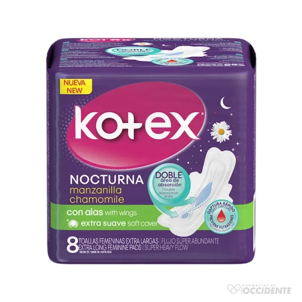 KOTEX NOCTURNA C/A MANZANILLA x 8