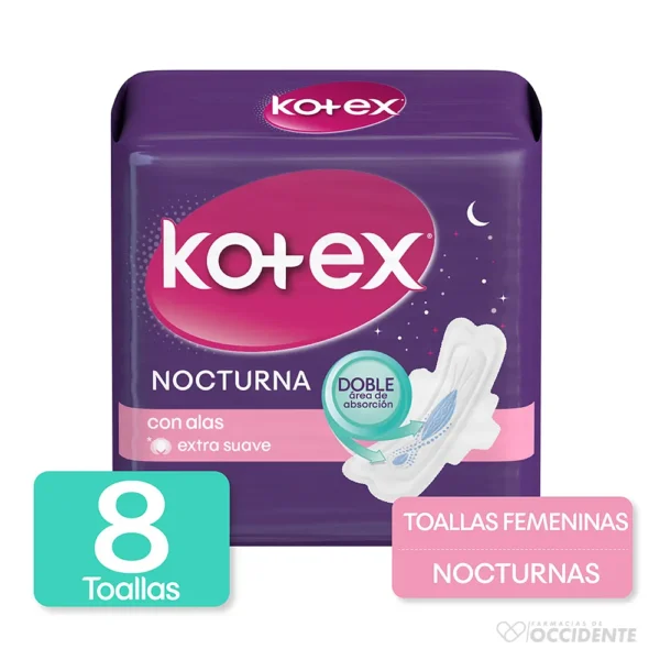 KOTEX NOCTURNA CON ALAS TELA x 8