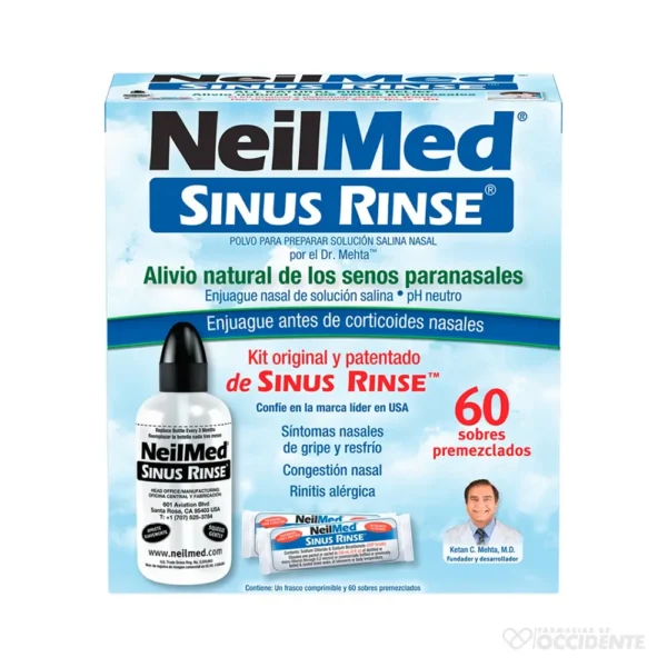 SINURINSE ADULTO KIT (FRASCO 240ML Y 60 SOBRES) (LAVADOS NASALES)