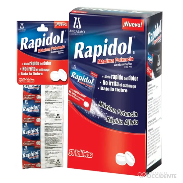 RAPIDOL TABLETAS 500 MG. SOBRE DE 2 CAJA 25SOB