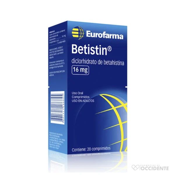 BETISTIN TABLETAS 16MG X 20 - Farmacias de Occidente