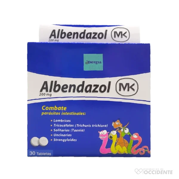 ALBENDAZOL MK TABLETAS 200MG X 2 (CAJA 30)