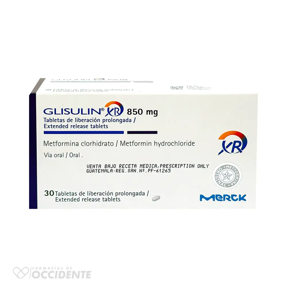 GLISULIN XR TABLETAS 850MG X 30