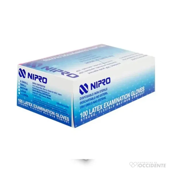 GUANTE DESCARTABLE NIPRO TALLA M X 1 PAR (CAJA 50 PARES)