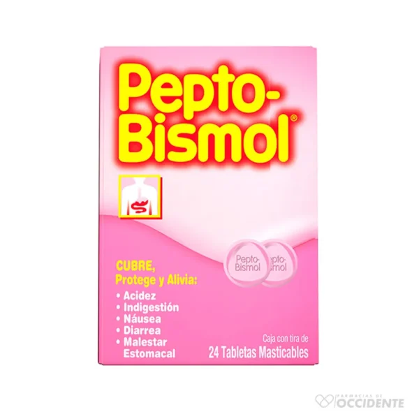 PEPTO BISMOL TABLETAS TIRA X 1 (CAJA DE 24 UNIDADES)