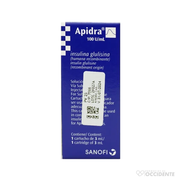 APIDRA CARTUCHO 3 ML. REFRIGERADO