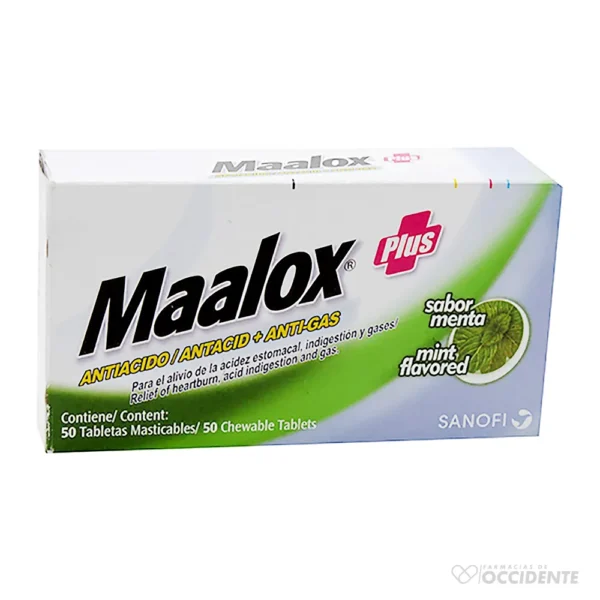 MAALOX PLUS TABLETAS MASTICABLES x 1 (CAJA DE 50)