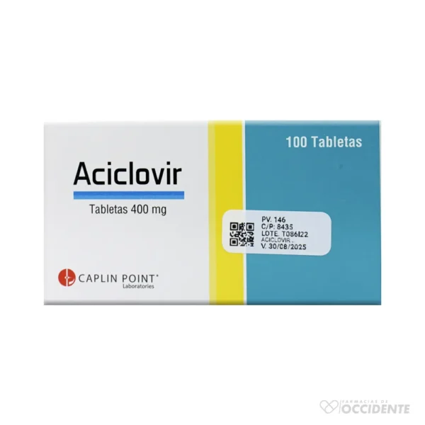 ACICLOVIR TAB 400MG X 10 TABLETAS(CAJA 10 BLISTER). CAPLIN POINT