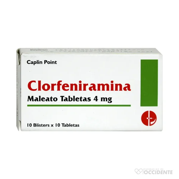 CLORFENIRAMINA TABLETA 4 MG. X 10 TABLETAS (CAJA 10 BLISTER). CAPLIN POINT