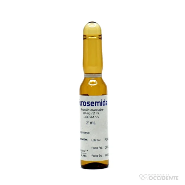 FUROSEMIDA 20MG/2ML INYECTABLE – AMPOLLA X 1(CAJA100). CAPLIN POINT