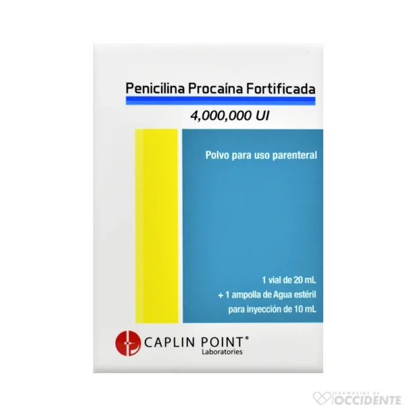 PENICILINA PROCAINA FORTIFICADA INJ 4MEGA AGUA ESTERIL 10ML. CAPLIN POINT