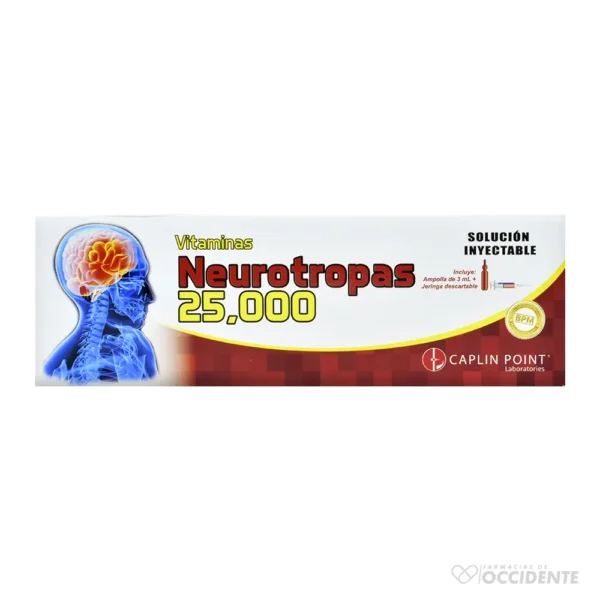 VITAMINAS NEUROTROPAS 25.000 INY. – 3ML X 1 AMPOLLA.(CAJA 100) CAPLIN POINT