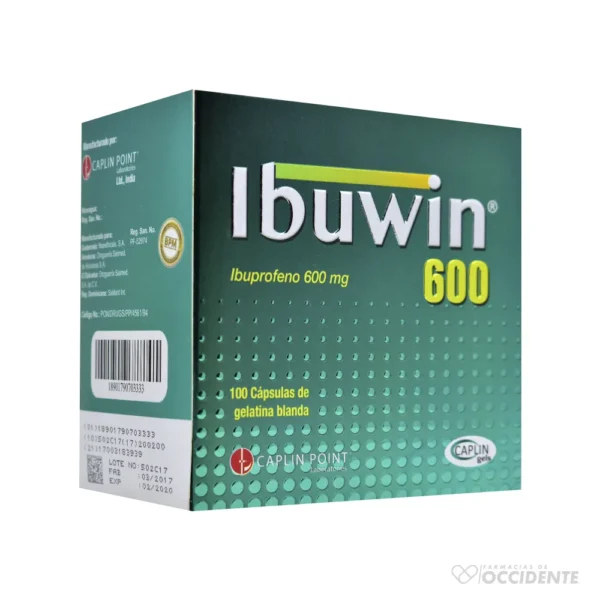 IBUWIN 600 (IBUPROFENO 600MG CAPSULAS) X 1. (CAJA 100 UNIDADES)