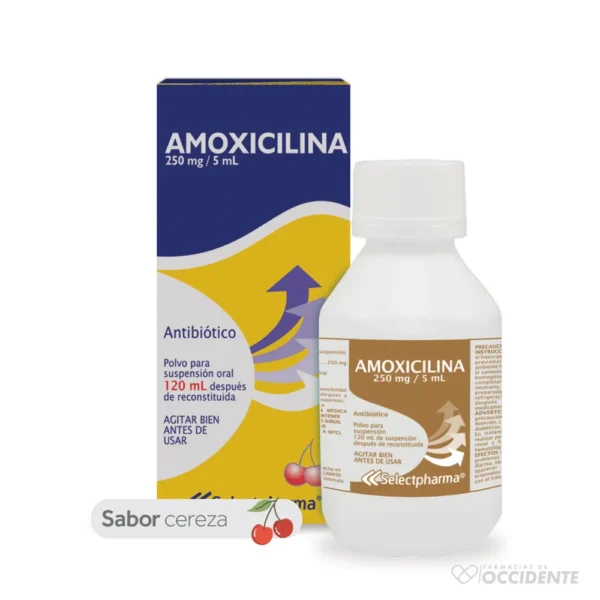 AMOXICILINA 250 mg/5 ml 120ML POLVO PARA SUSPENSION. SELECTPHARMA