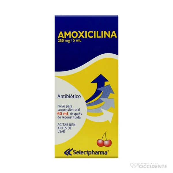 AMOXICILINA 250 mg/5 ml 60ML POLVO PARA SUSPENSION. SELECTPHARMA