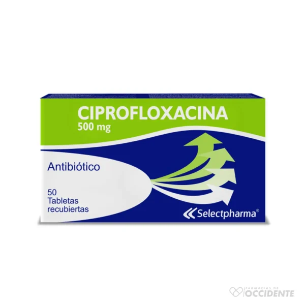 CIPROFLOXACINA TABLETA 500mg X 1. (CAJA DE 50 TAB) SELECTPHARMA