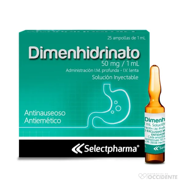 DIMENHIDRINATO 50mg/ml AMPOLLA X1.(CAJA DE 25) SELECTPHARMA