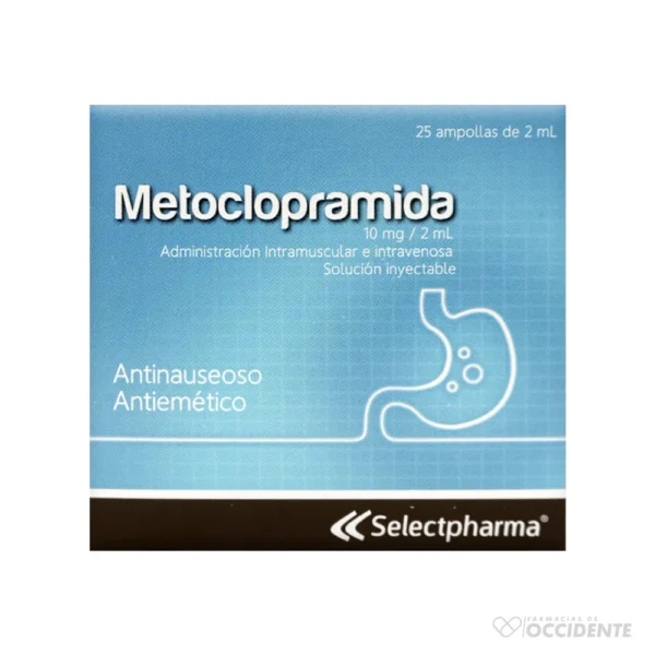 METOCLOPRAMIDA 10mg/2ml AMPOLLA X 1. (CAJA DE 25) SELECTPHARMA