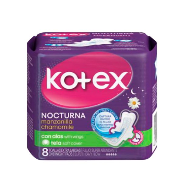 KOTEX NOCTURNA C/A MANZANILLA X 8